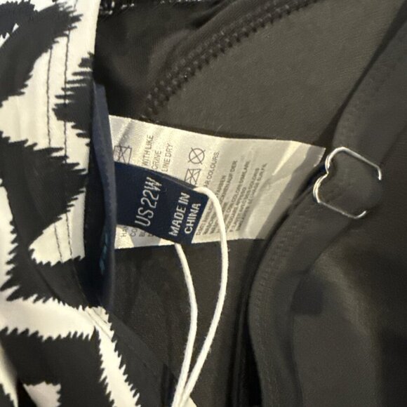 PERONA Tankini Top Plus Size 22W Swim Top Black White Geometric Swimsuit NWT - Picture 6 of 8